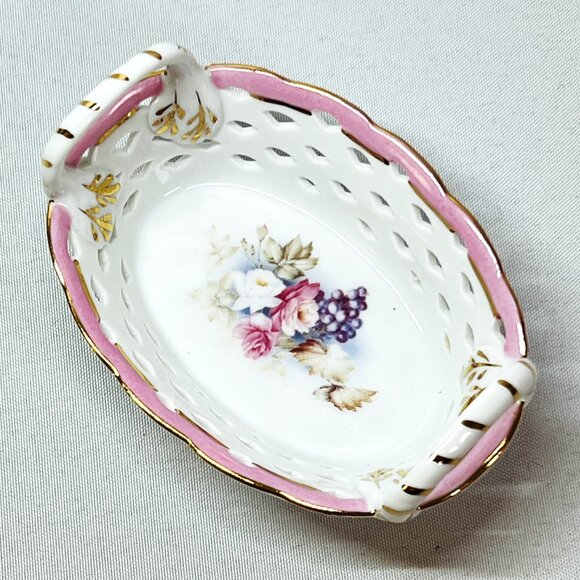 Porcelain Treasures Hand-Painted Reticulated Petite Basket by Betty Platner - Picture 6 of 9